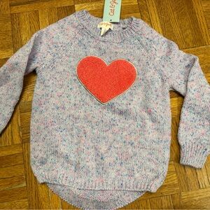 Cat & Jack Women's Speckled Heart Sweater - Lavender and Red SIZE 3T